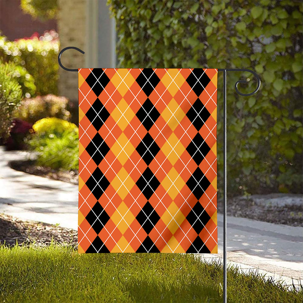 Black And Orange Argyle Pattern Print House Flag