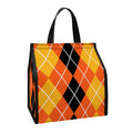 Black And Orange Argyle Pattern Print Insulated Lunch Tote