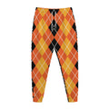 Black And Orange Argyle Pattern Print Jogger Pants