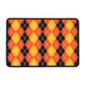 Black And Orange Argyle Pattern Print Kitchen Mat