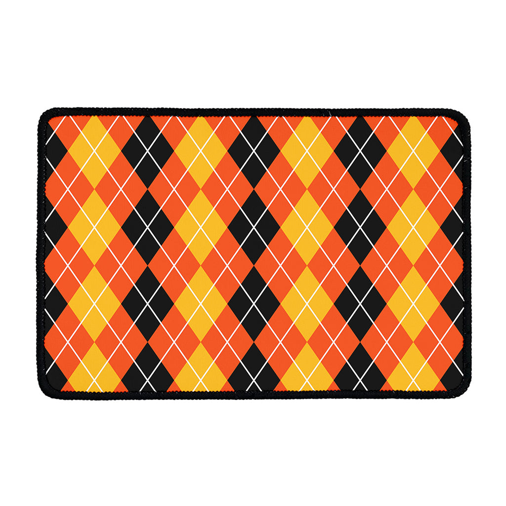 Black And Orange Argyle Pattern Print Kitchen Mat