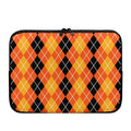 Black And Orange Argyle Pattern Print Laptop Sleeve