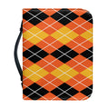 Black And Orange Argyle Pattern Print Leather Bible Cover