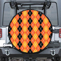Black And Orange Argyle Pattern Print Leather Spare Tire Cover