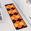 Black And Orange Argyle Pattern Print Long Kitchen Mat