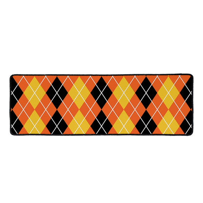 Black And Orange Argyle Pattern Print Long Kitchen Mat