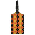 Black And Orange Argyle Pattern Print Luggage Tag