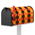 Black And Orange Argyle Pattern Print Mailbox Cover