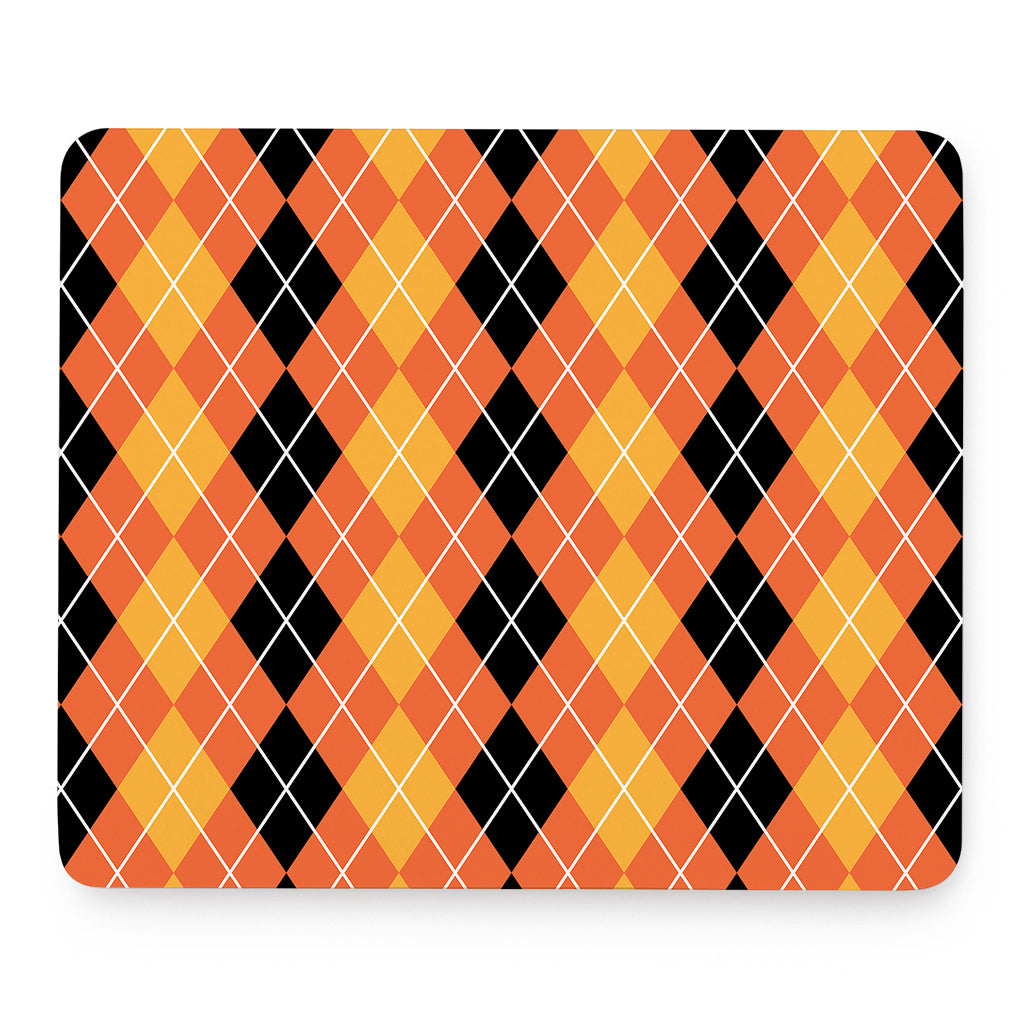 Black And Orange Argyle Pattern Print Mouse Pad