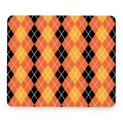 Black And Orange Argyle Pattern Print Mouse Pad