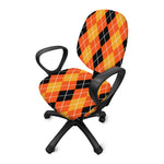 Black And Orange Argyle Pattern Print Office Chair Cover