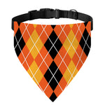 Black And Orange Argyle Pattern Print Over The Collar Dog Bandana