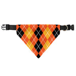 Black And Orange Argyle Pattern Print Over The Collar Dog Bandana