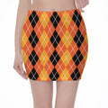 Black And Orange Argyle Pattern Print Pencil Mini Skirt
