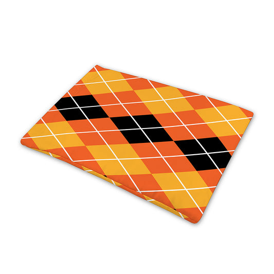 Black And Orange Argyle Pattern Print Pet Cooling Mat Cover