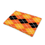 Black And Orange Argyle Pattern Print Pet Cooling Mat Cover