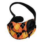 Black And Orange Argyle Pattern Print Pet Sling Carrier