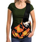 Black And Orange Argyle Pattern Print Pet Sling Carrier