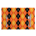 Black And Orange Argyle Pattern Print Placemat