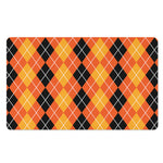 Black And Orange Argyle Pattern Print Polyester Doormat