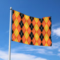 Black And Orange Argyle Pattern Print Polyester Flag