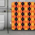 Black And Orange Argyle Pattern Print Polyester Shower Curtain