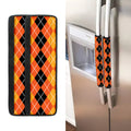 Black And Orange Argyle Pattern Print Refrigerator Handle Covers