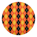 Black And Orange Argyle Pattern Print Round Blanket