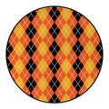 Black And Orange Argyle Pattern Print Round Floor Mat