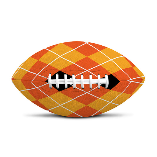 Black And Orange Argyle Pattern Print Rugby Ball