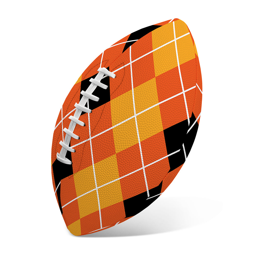 Black And Orange Argyle Pattern Print Rugby Ball