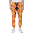 Black And Orange Argyle Pattern Print Joggers