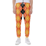 Black And Orange Argyle Pattern Print Scuba Joggers