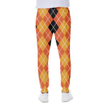 Black And Orange Argyle Pattern Print Scuba Joggers