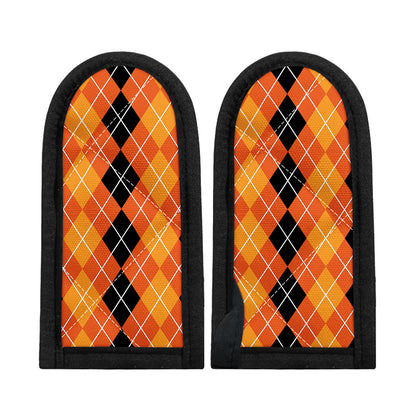 Black And Orange Argyle Pattern Print Skillet Handle Cover