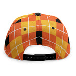 Black And Orange Argyle Pattern Print Snapback Cap
