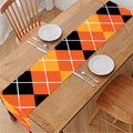 Black And Orange Argyle Pattern Print Table Runner