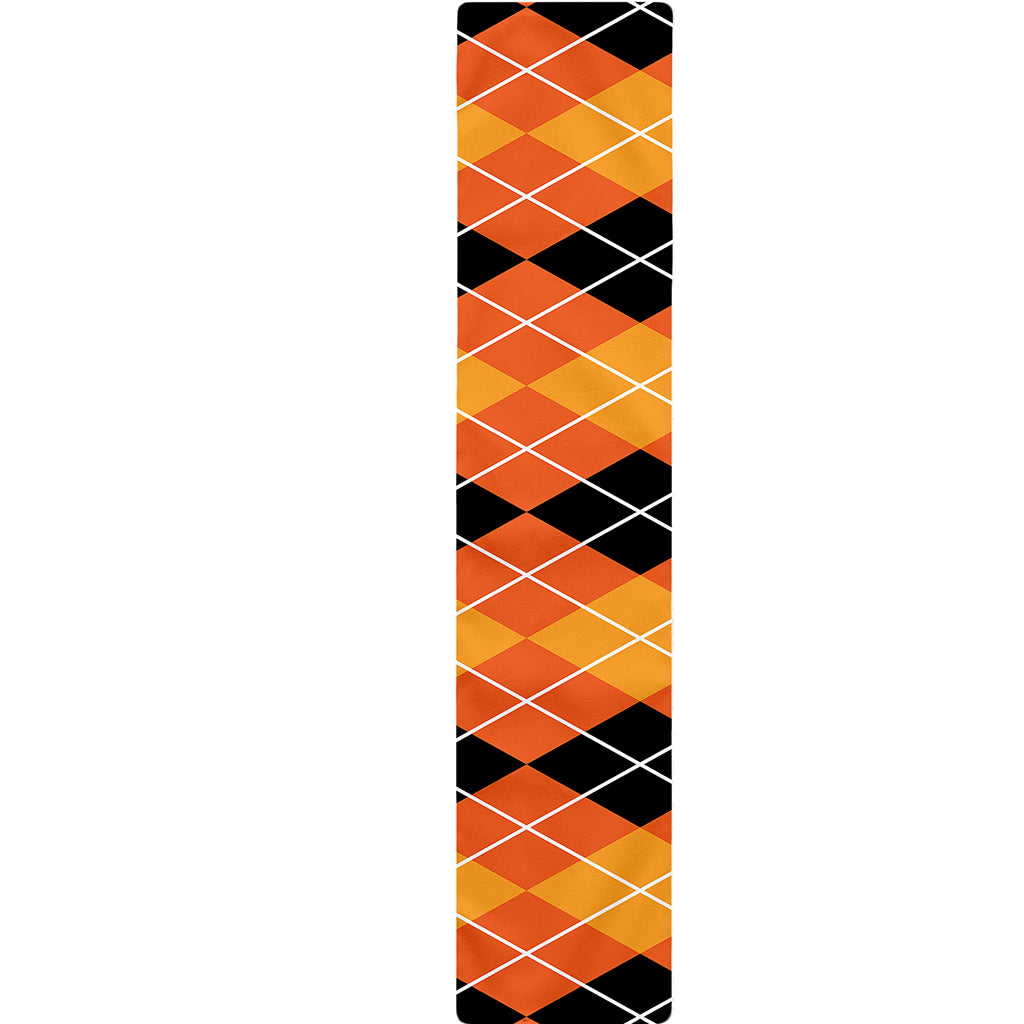 Black And Orange Argyle Pattern Print Table Runner