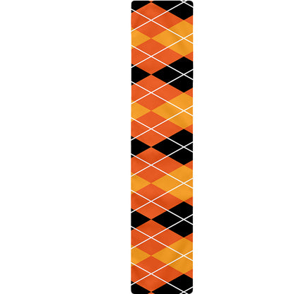 Black And Orange Argyle Pattern Print Table Runner
