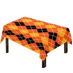 Black And Orange Argyle Pattern Print Tablecloth