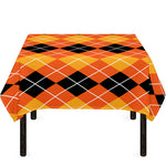 Black And Orange Argyle Pattern Print Tablecloth
