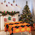 Black And Orange Argyle Pattern Print Tablecloth