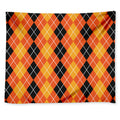 Black And Orange Argyle Pattern Print Tapestry