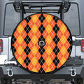 Black And Orange Argyle Pattern Print Tire Cover With Camera Hole