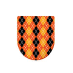 Black And Orange Argyle Pattern Print Toilet Lid Cover
