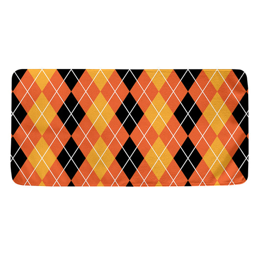 Black And Orange Argyle Pattern Print Towel