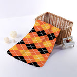 Black And Orange Argyle Pattern Print Towel