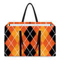 Black And Orange Argyle Pattern Print Utility Tote Bag