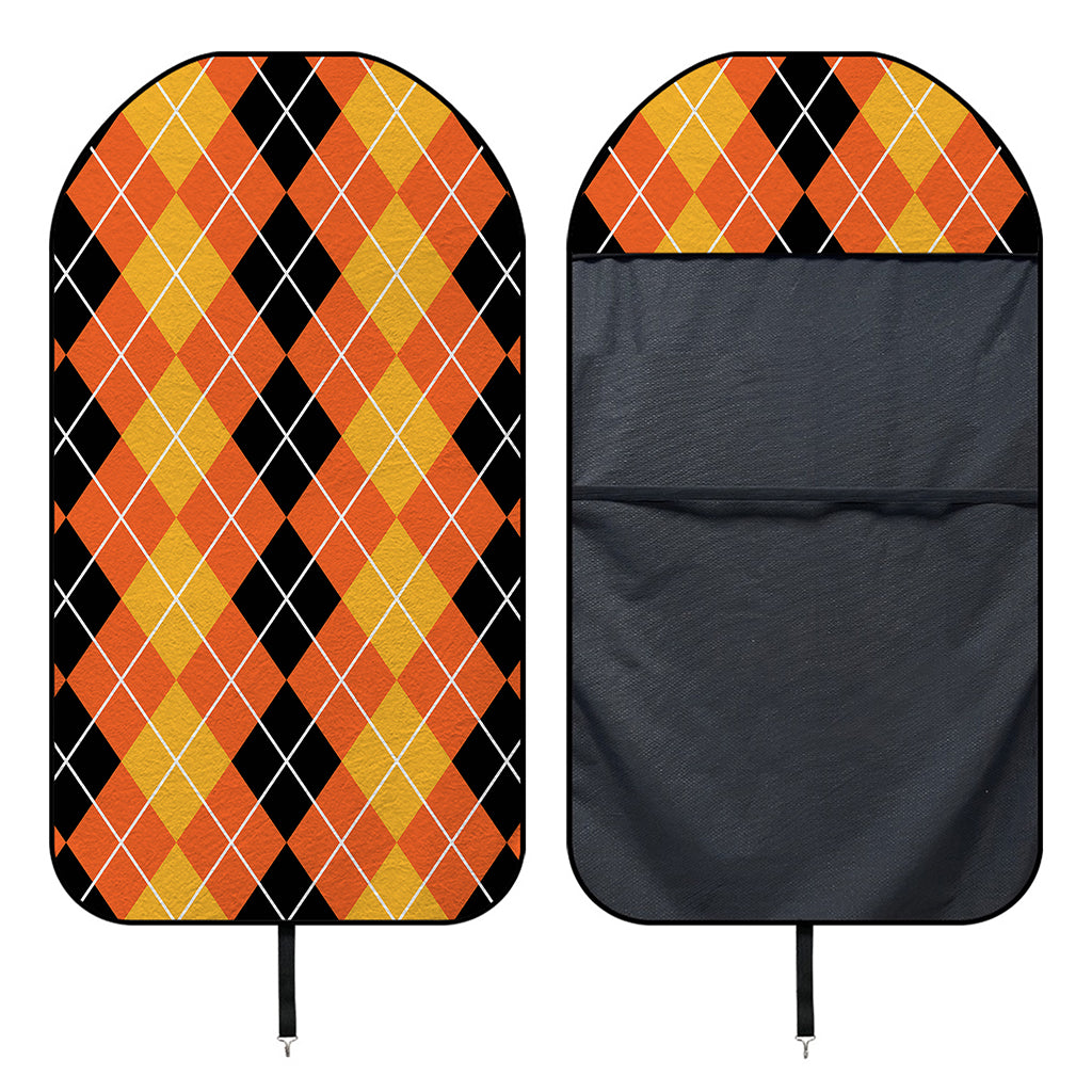 Black And Orange Argyle Pattern Print Waterproof Car Seat Cover