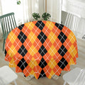 Black And Orange Argyle Pattern Print Waterproof Round Tablecloth